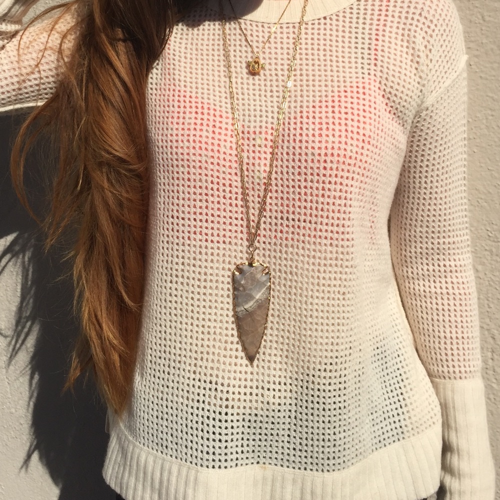 Gold filled arrow head statement necklace