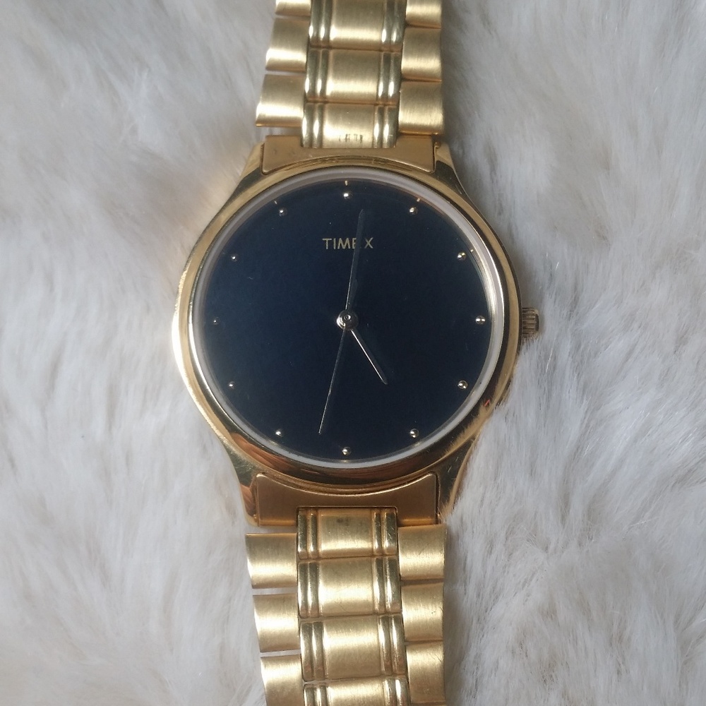 Timex Gold Watch with Black Inner Face