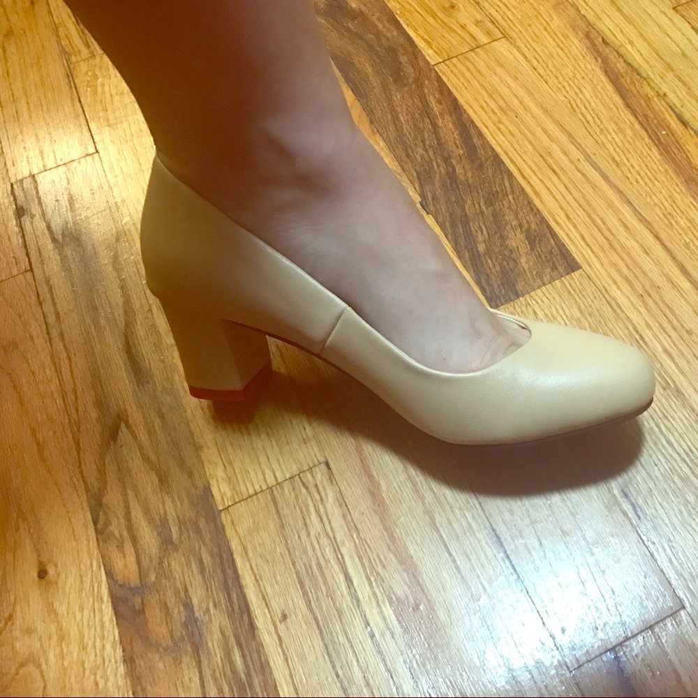Nude chunky heeled shoes