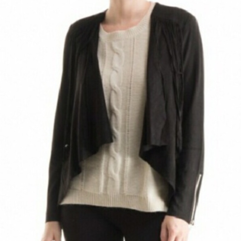 Lightweight black jacket with fringe detail