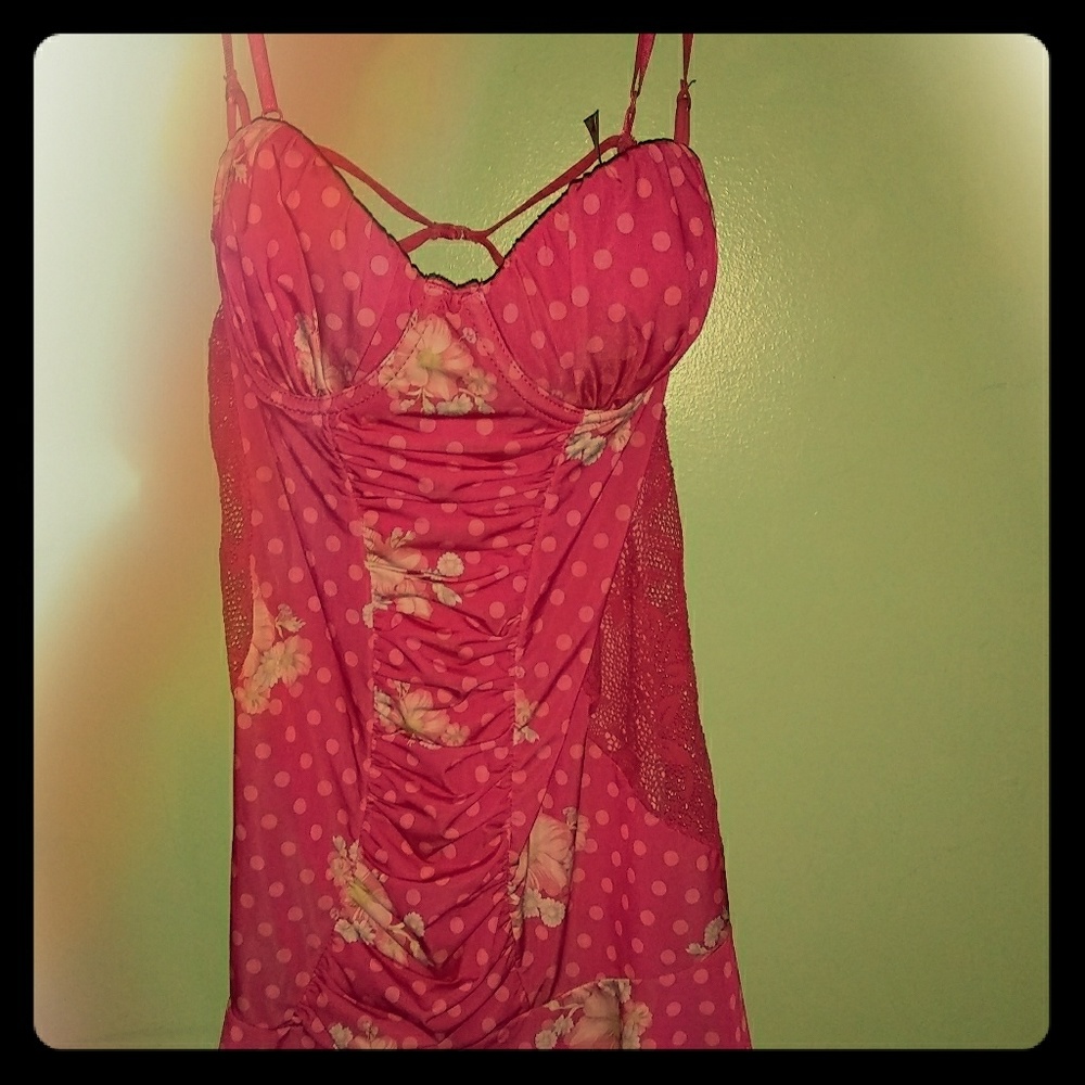 Pink with flowers and laced sides lingerie