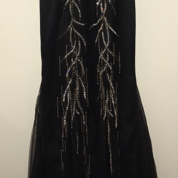 Black Beaded Night Moves Prom Evening Gown Sz 2 - Picture 5 of 8