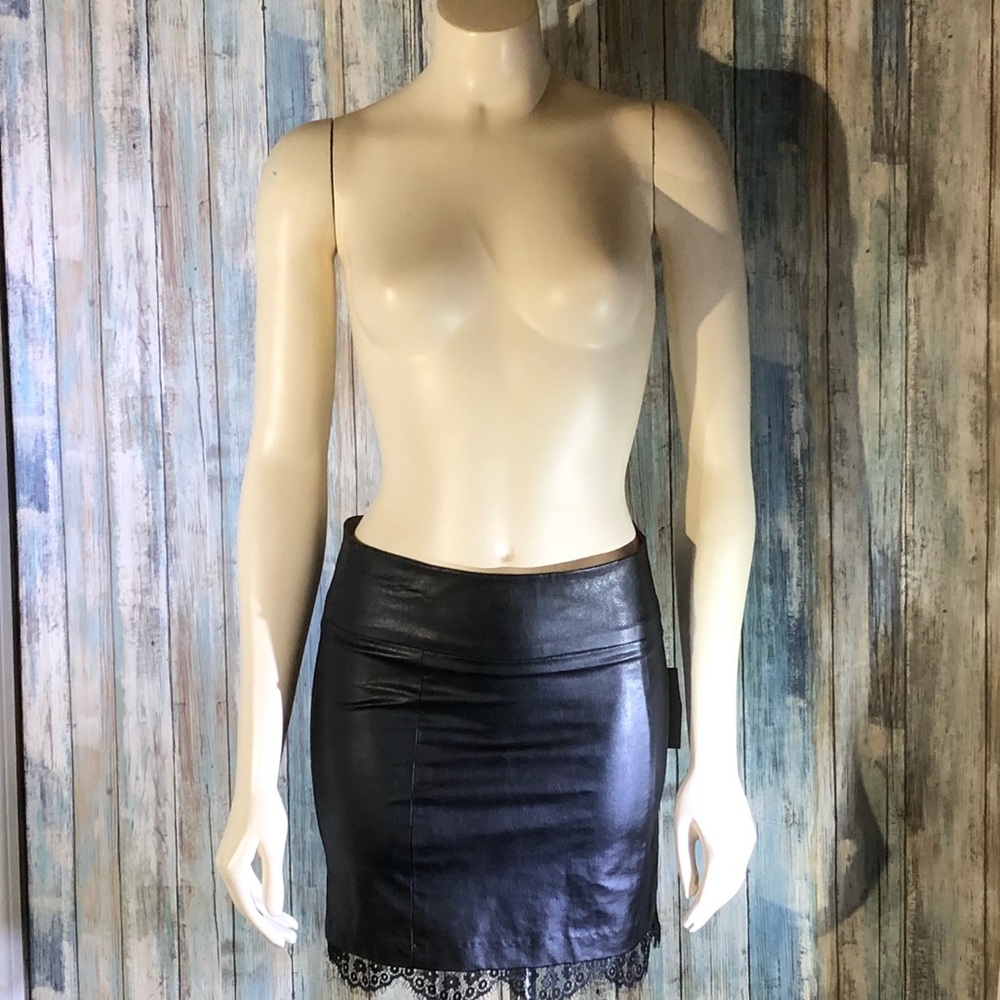 Swoosh Faux Leather Mini Skirt Black
