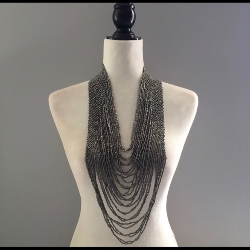 Handmade Metallic Beaded Statement Necklace