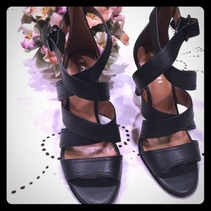 Black Coach strappy heel sandals: