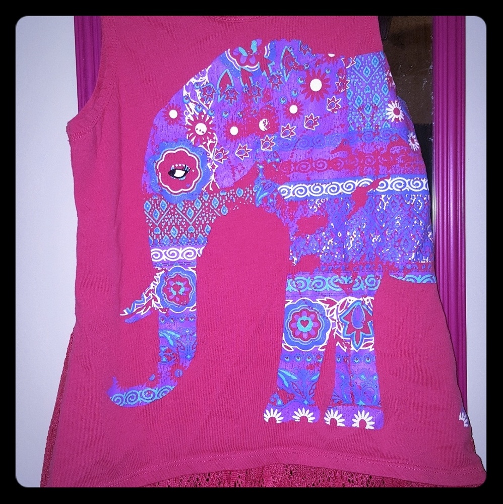 Aztec elephant lace tank top