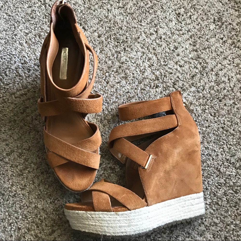 BCBG wedge sandals.