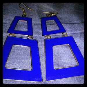 Royal Blue, Goldtoned underlay Earrings