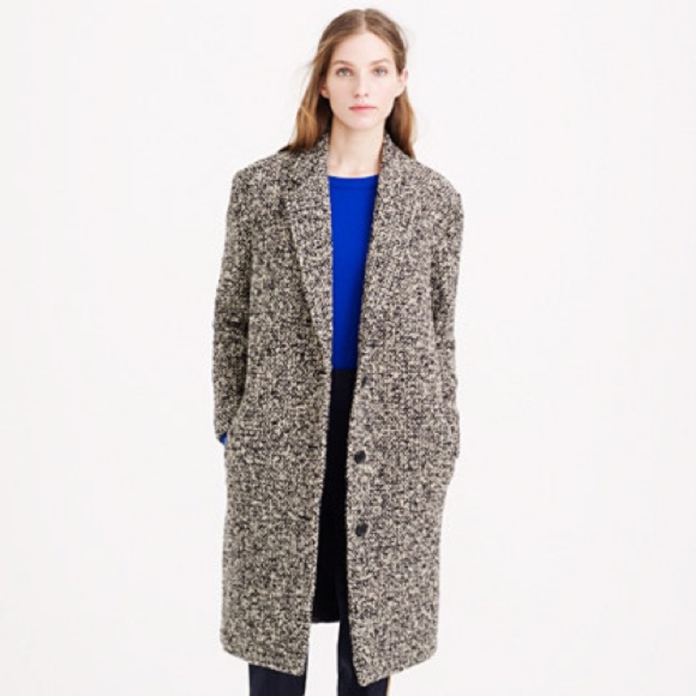 Women's Black Bouclé Topcoat (Jcrew)