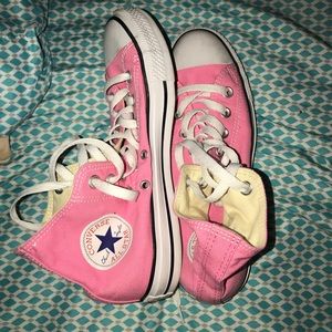 Pink high top converses