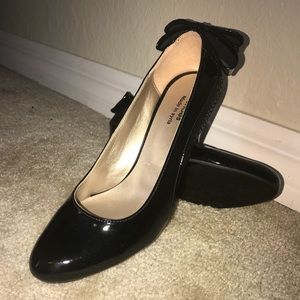 Black leather heels