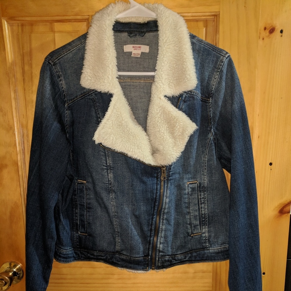 Womens Denim Jacket with Fur Collar