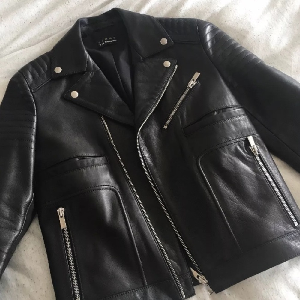 The Kooples - Black Leather Moto Jacket