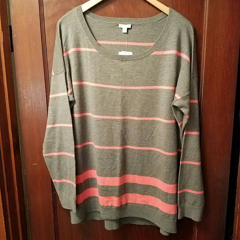 GAP sweater Grey with coral stripes