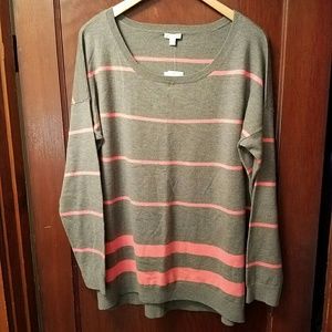 GAP sweater Grey with coral stripes