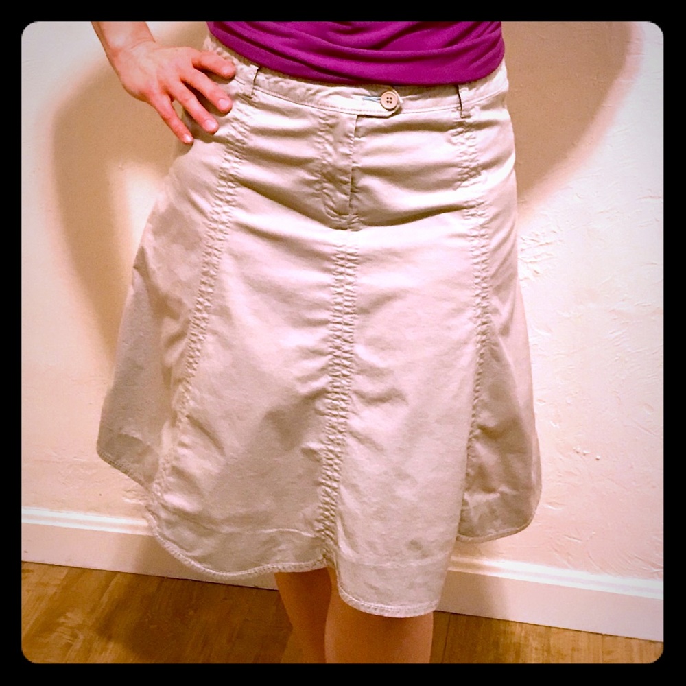 Khaki Scalloped Hem Skirt