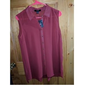 Sleeveless Collar Front Button-Down