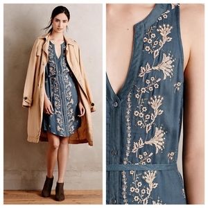 Anthropologie Tiny Syden Embroidered Shirtdress