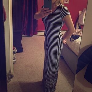 Black and white striped dress