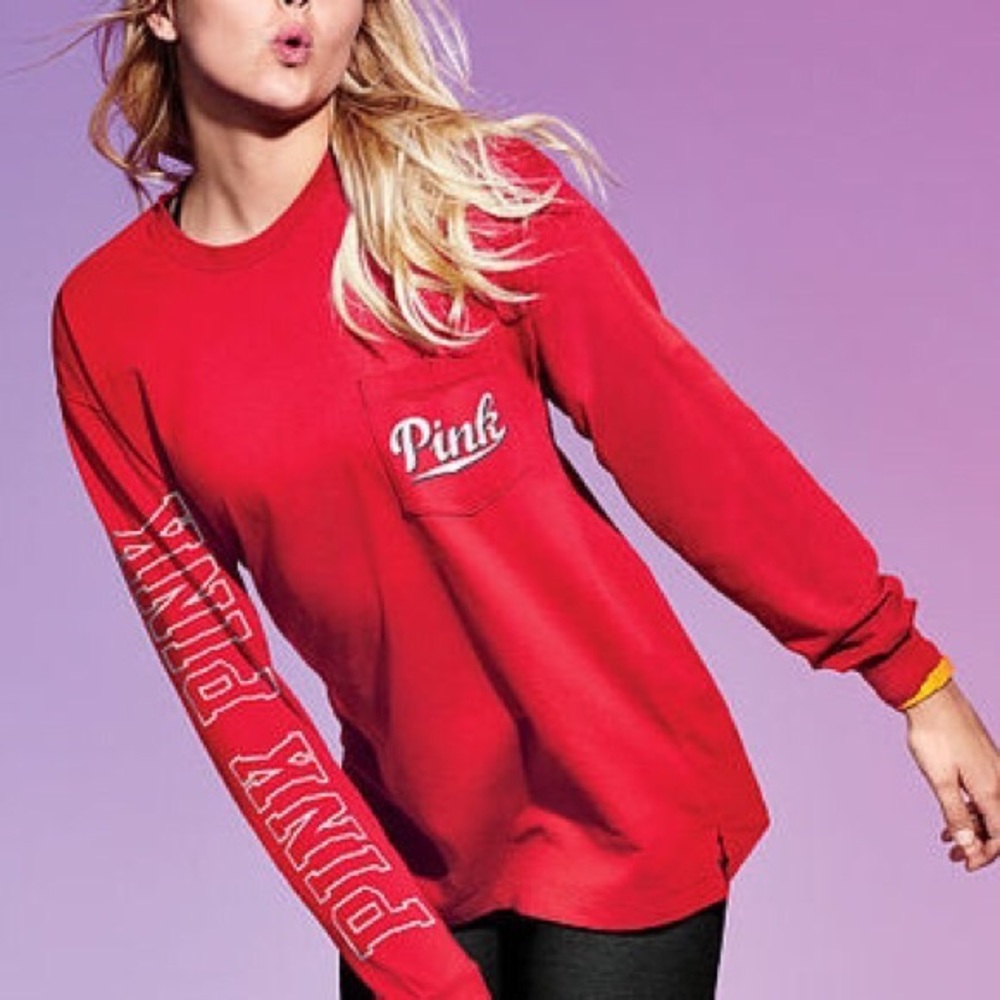 Red Long Sleeve VS Pink Campus Tee