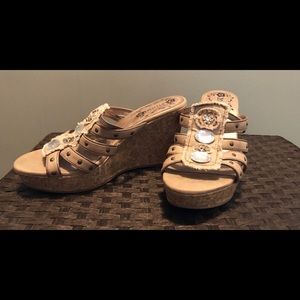 4inch open toe leather wedge