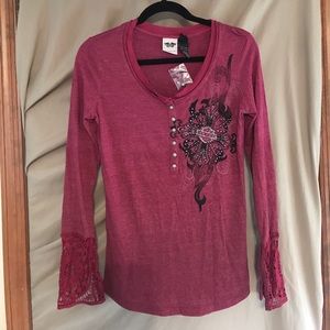 Harley-Davidson LS Top w/ Crochet Sleeves
