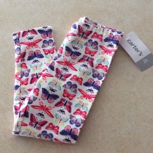 NWT butterfly leggings Carters 2t girls pants new