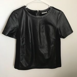 Nordstrom Halogen genuine leather tee in xs.