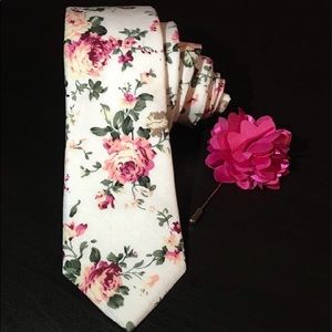 Men’s Skinny Floral Ties and Lapel Pins