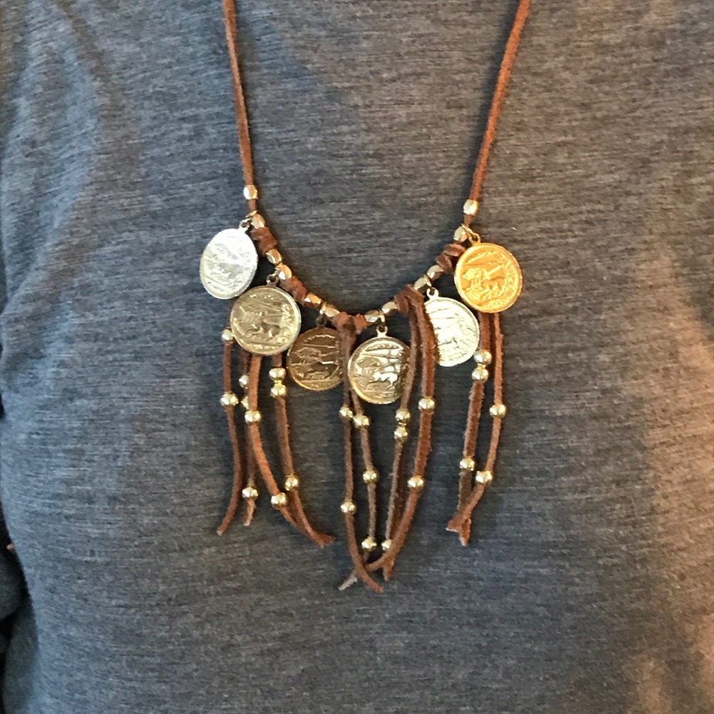 Handmade leather suede lace necklace