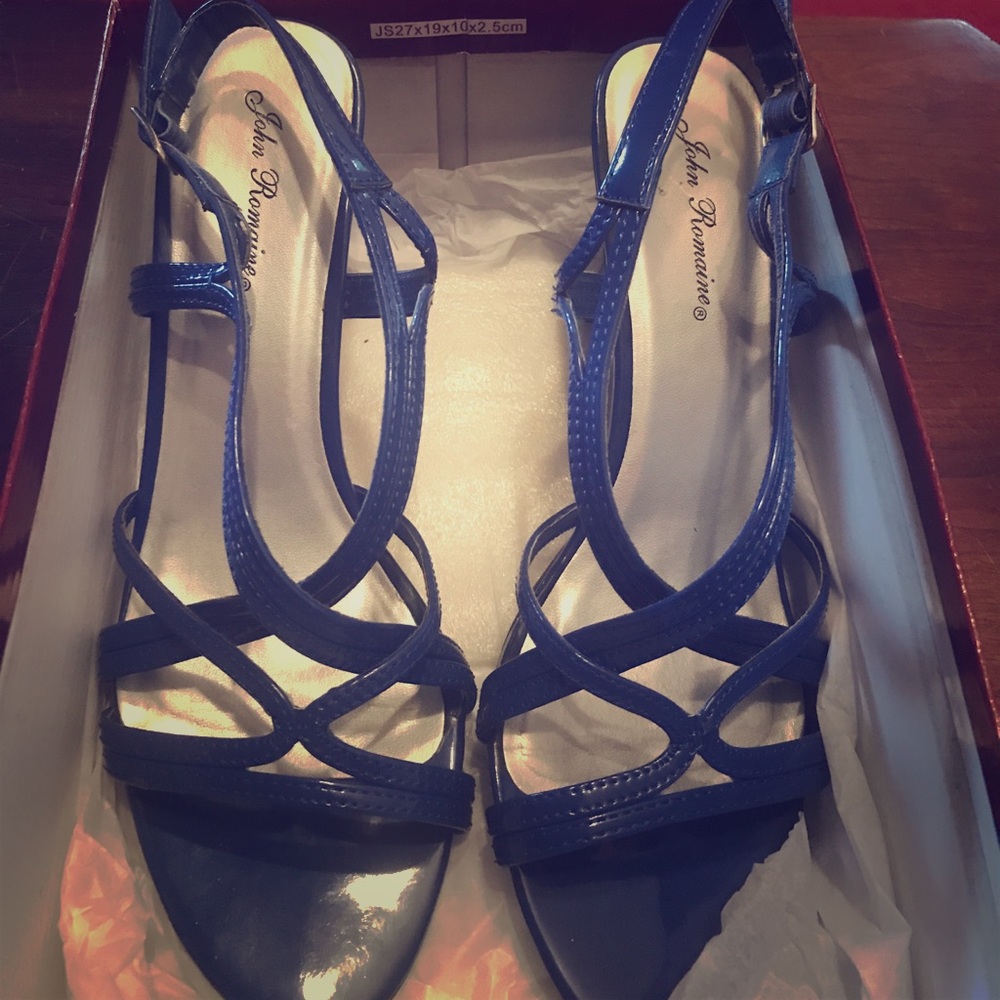 John Romaine Cobalt Blue Ankle Sling Heels