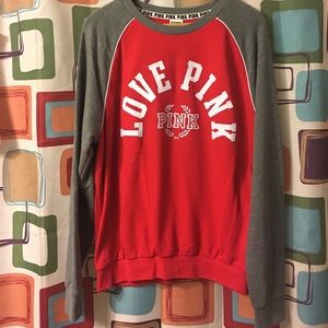 Victoria's Secret PINK red/gray Sweatshirt L EUC