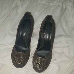 Brown Suede Tory Burch Wedge