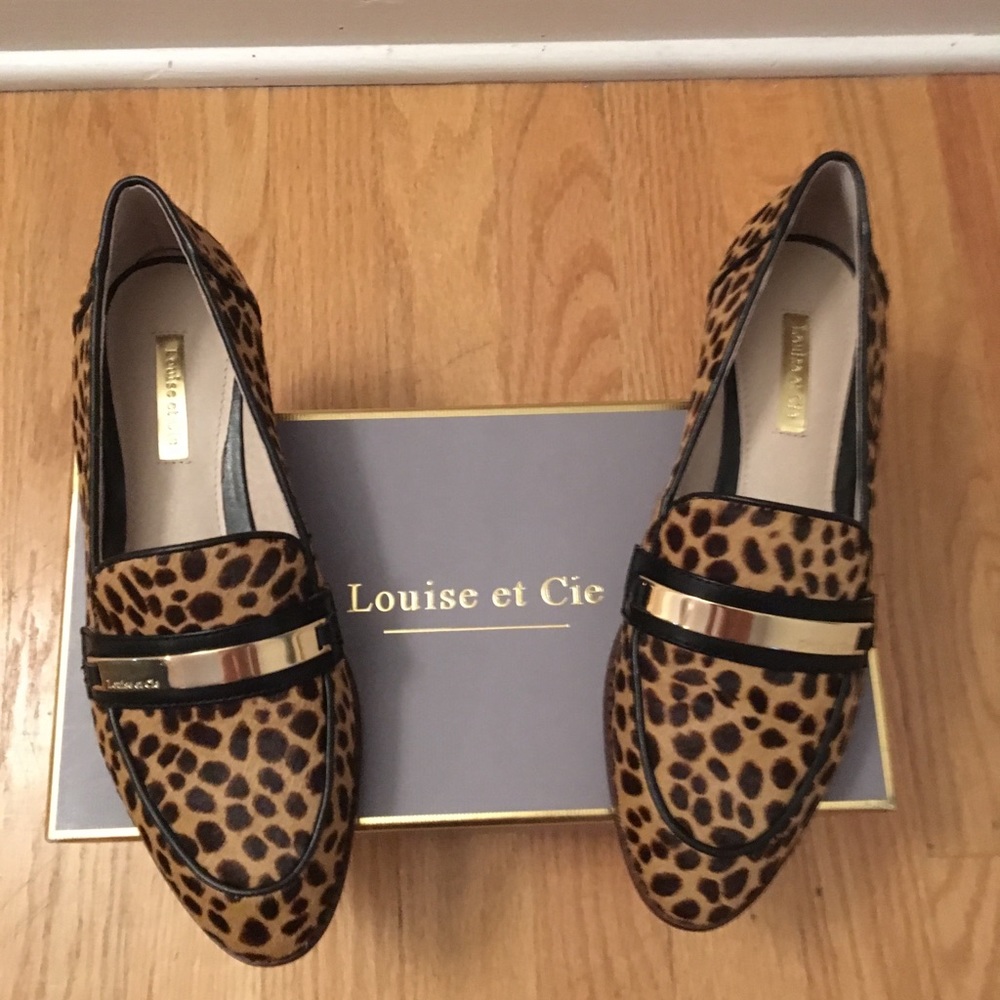 Louise et Cie Leopard Print Mohair Loafers