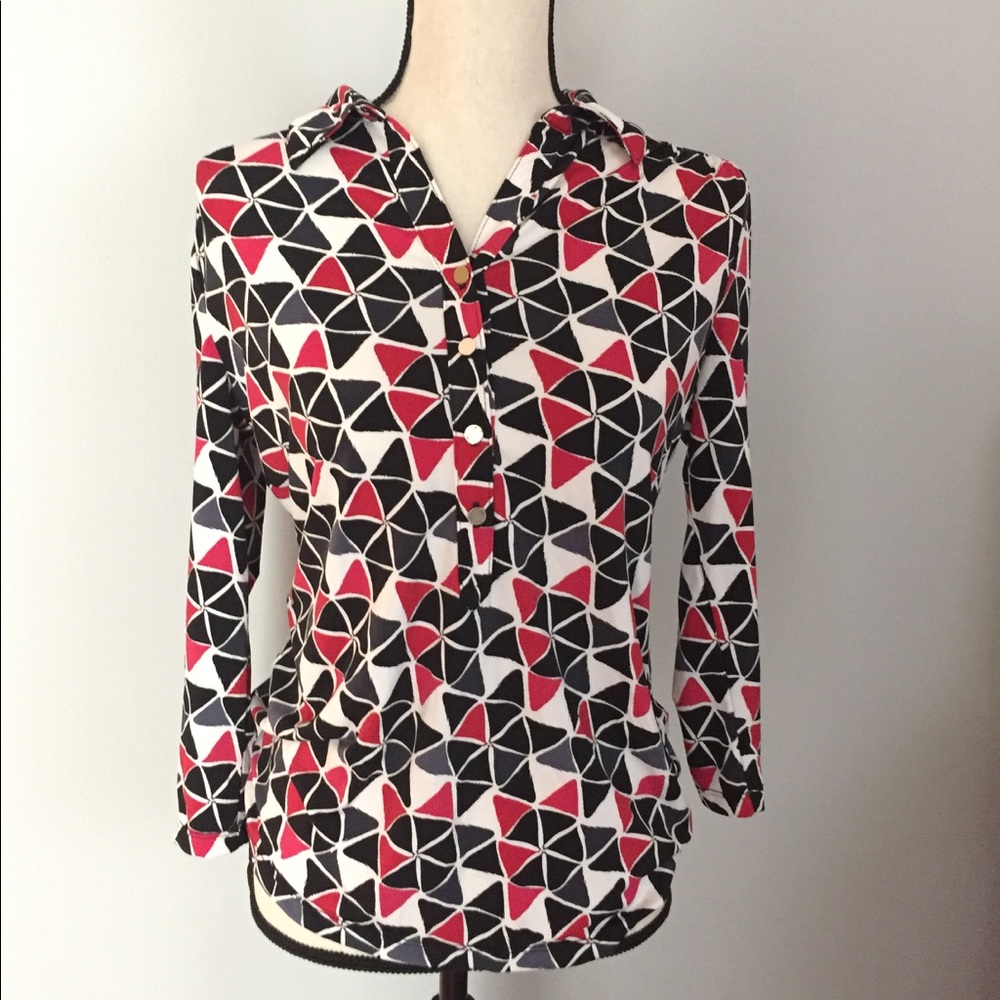 Alfani Red Black & Grey Top