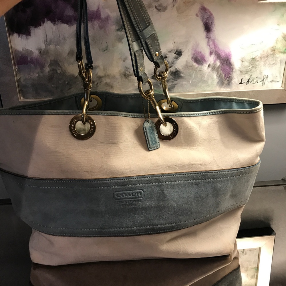 Coach suede and canvas purse