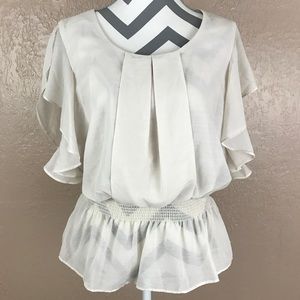 Imaginary Voyage Cream Peplum Style Top