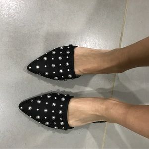 Black Studded chic flats Missguided Size 9