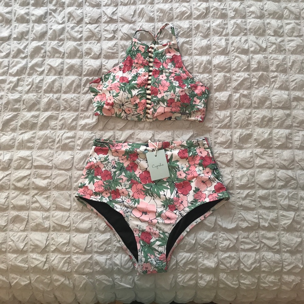 Pink/Green Floral Swimsuit NWT