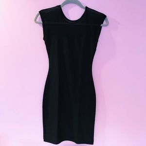 Black sweetheart neckline dress with mesh detail!