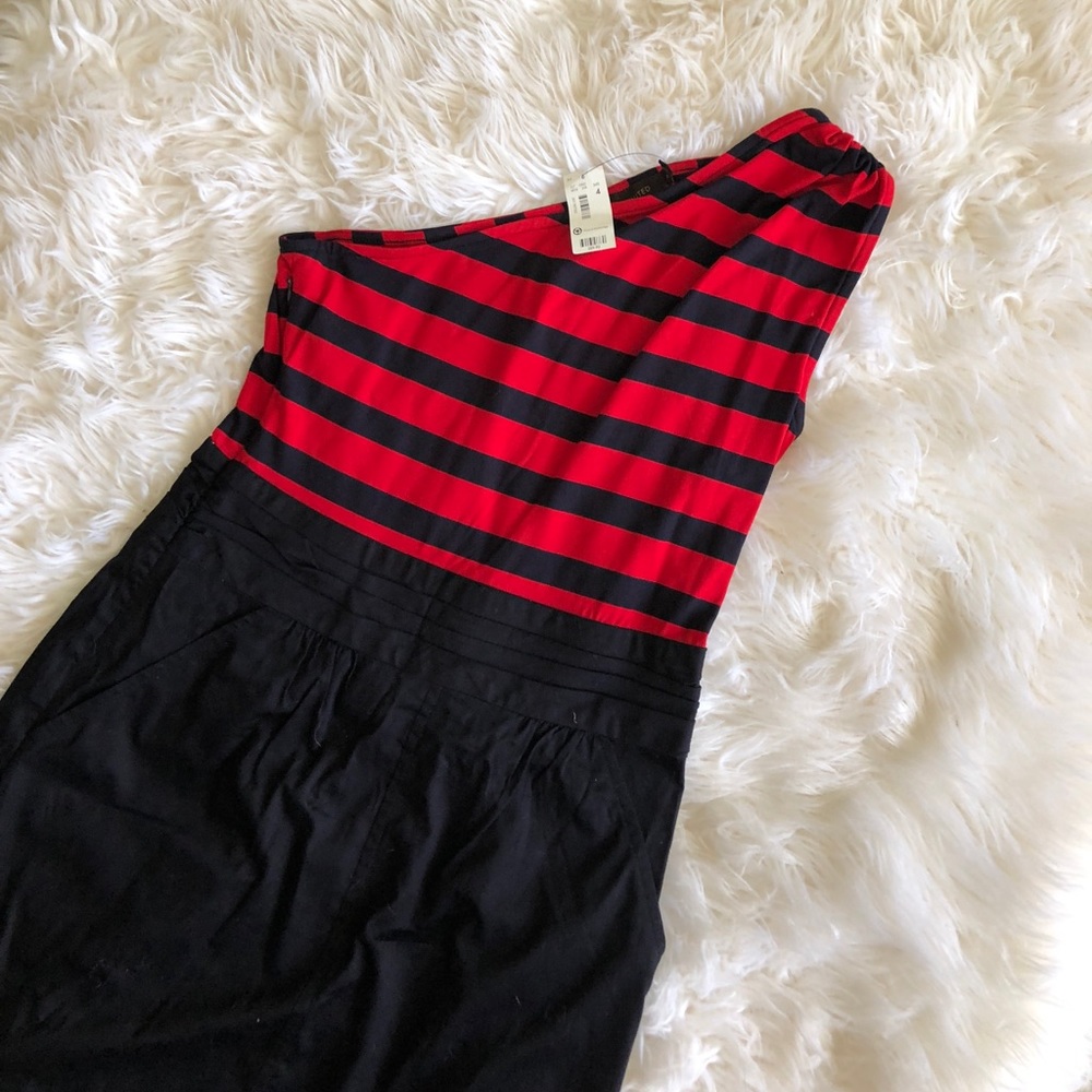 Limited // nautical one shoulder dress