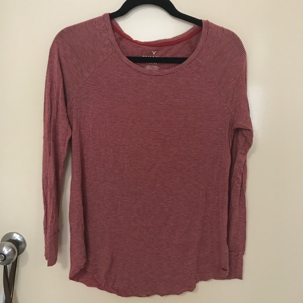 soft and sexy red and white striped long sleeve