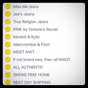 Name brand BNWT/NWOT jeans & pants & bras & shirts