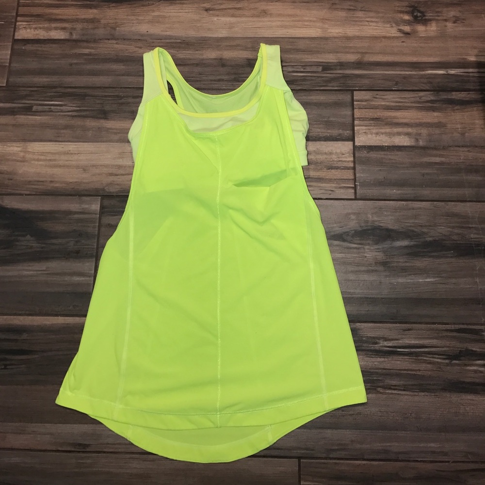 Lululemon Running tank built in bra size 6 neon