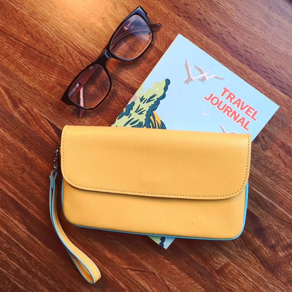 Yellow Faux Leather Clutch