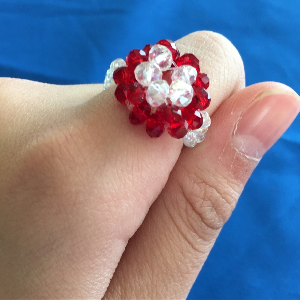 Beautiful Beaded Red Ring