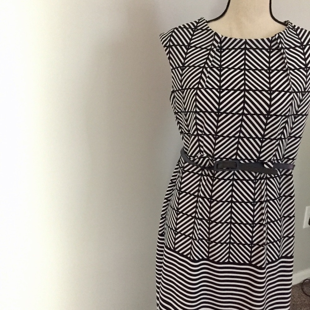 Navy and White Chevron Dress