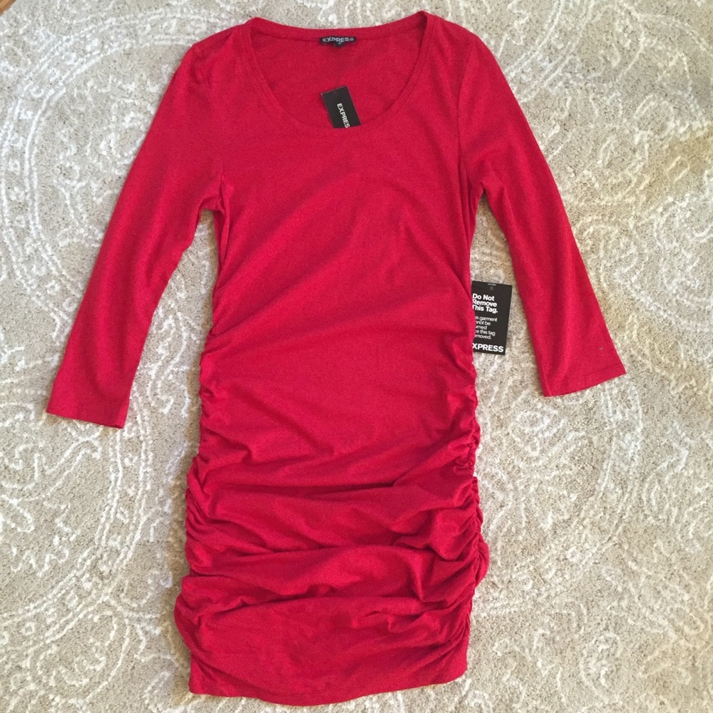 NWT red ruched dress