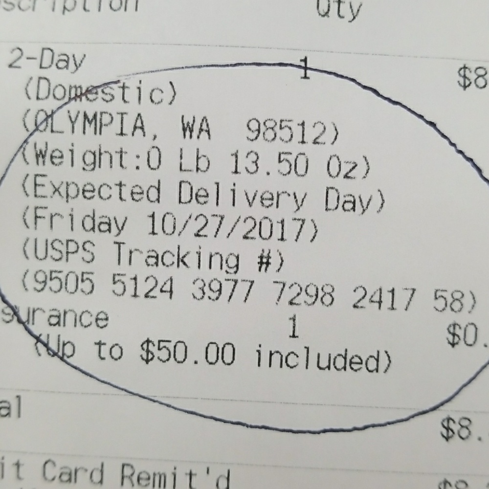 Tracking number for "dress"