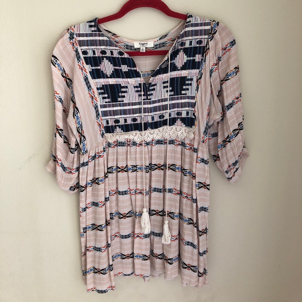 Boho Embroidered bib tunic